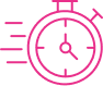 Chronomètre Rapide | Symbole de Vitesse et Performance. Chronomètre rose en mouvement symbolisant la vitesse, la performance et la rapidité d'exécution.