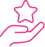 Excellence, Qualité et Récompense : Icône de service premium. Main offrant une étoile rose, icône d'excellence, de qualité et de récompense. Symbole de service premium ou de reconnaissance.